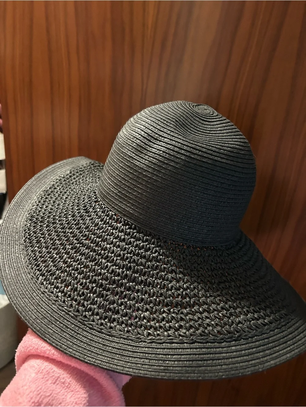 J. Crew Black Wide-Brim Straw Hat